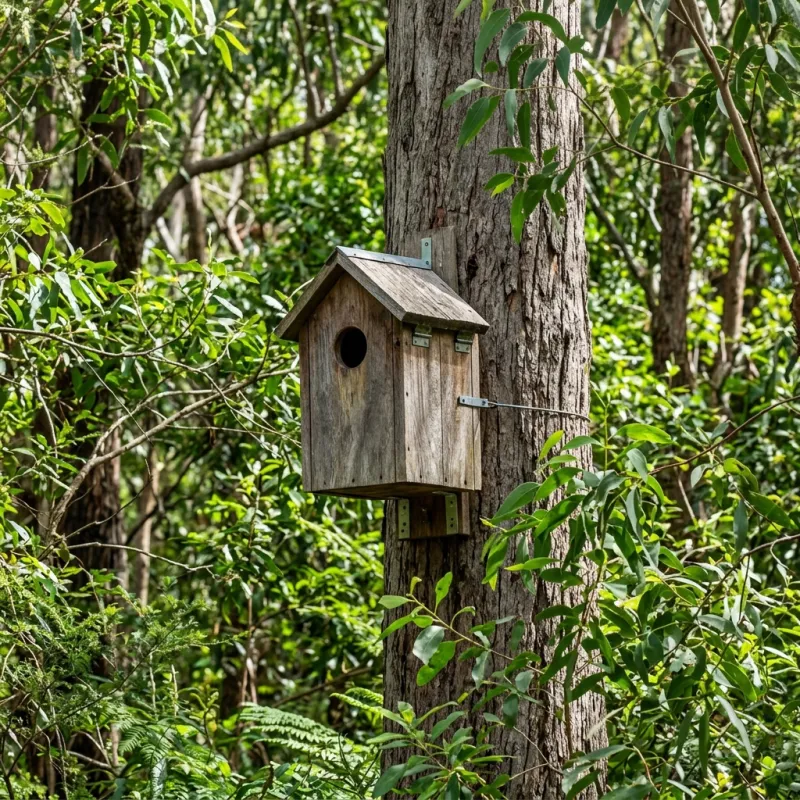 Animal nesting box installed as a humane alternative to a Cockatoo roof cavity