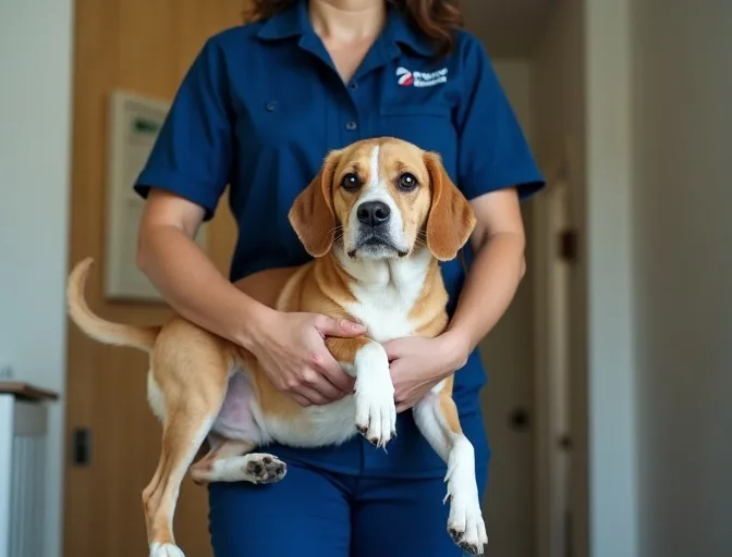 Technician respectfully transporting a deceased dog in Cockatoo